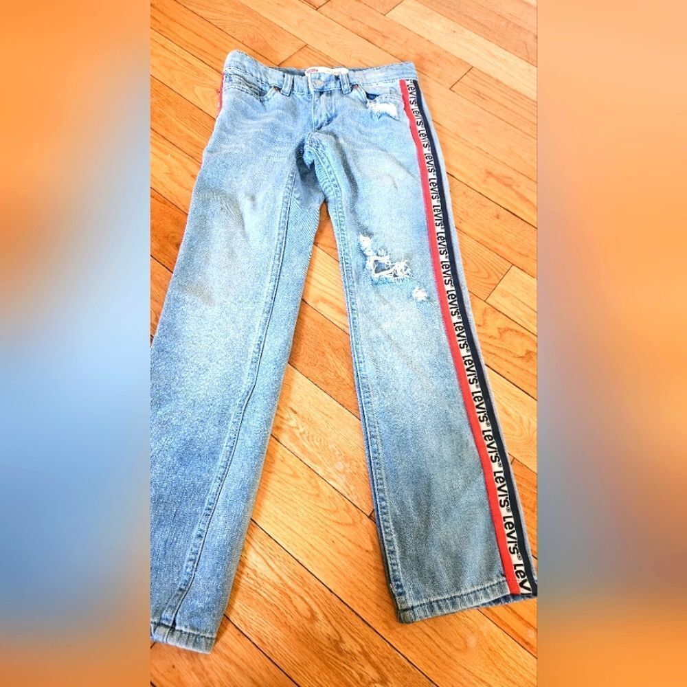 Levi's Red and Blue Straight Jeans Size 12